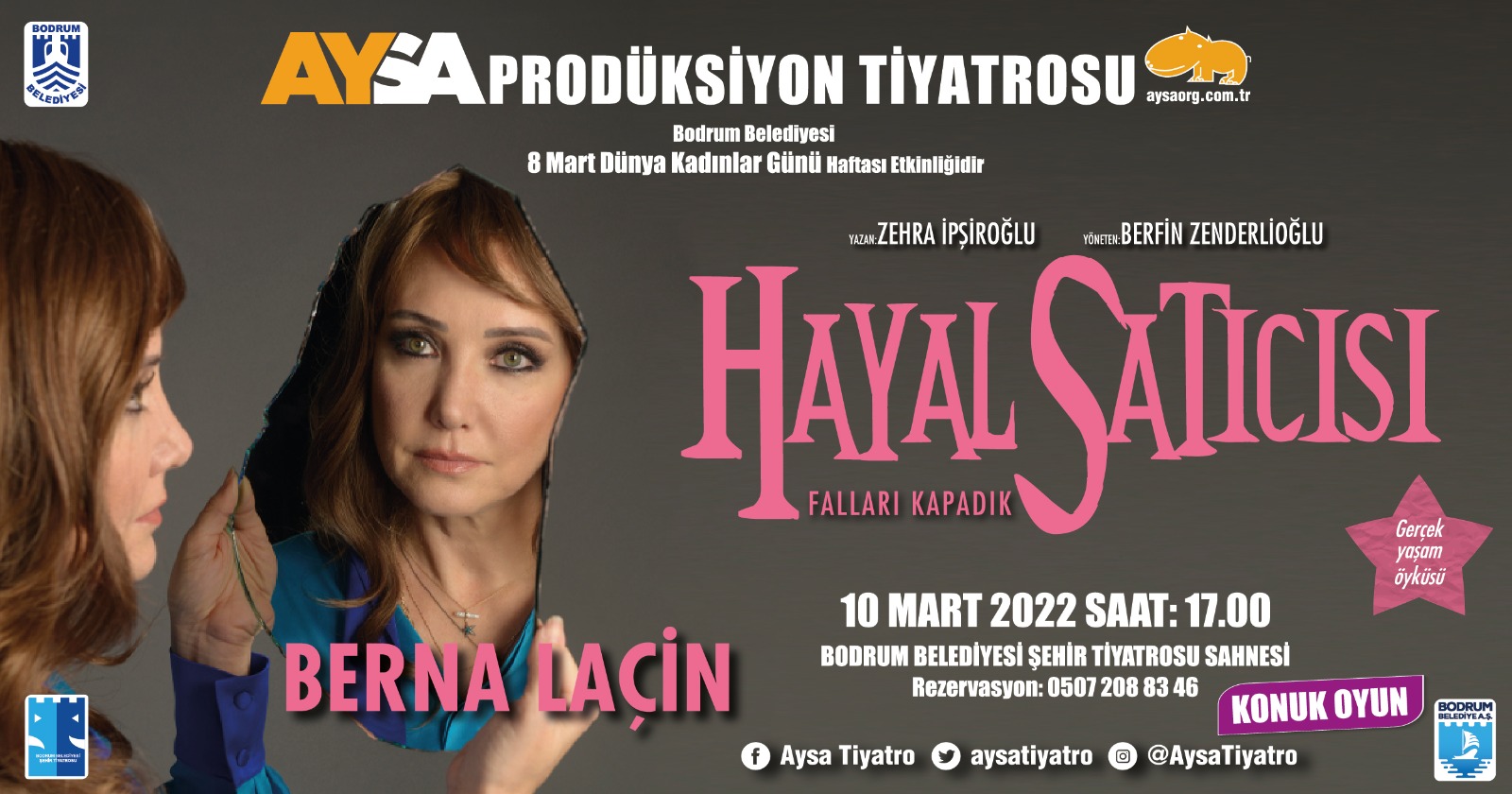 BELEDİYEDEN KADINLAR GÜNÜNE ÖZEL İKİ TİYATRO Bodrum Belediyesi tarafından hazırlanan