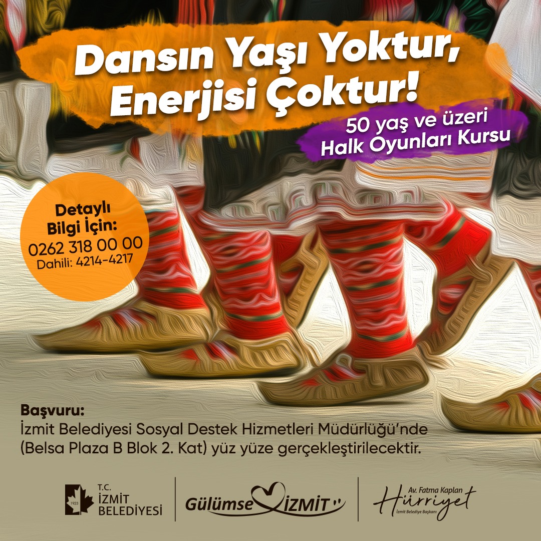İzmit Belediyesi, 50 yaş üstü vatandaşları halk oyunları kursuna davet ediyor İzmitli çınarların her anlamda iyilik halini düşünen İzmit Belediyesi, 50