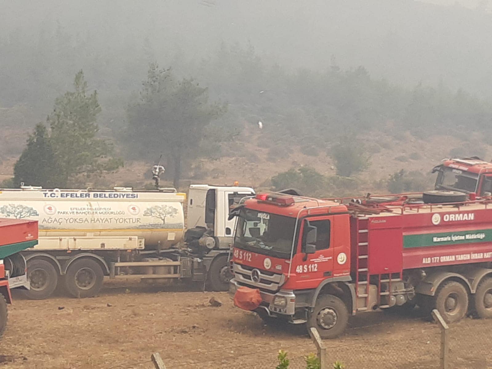 Efeler Belediyesi, Marmaris’te günlerdir devam eden orman yangınıyla mücadelede desteğini