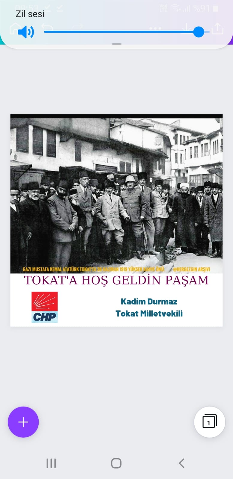 CHP Tokat Milletvekili Kadim Durmaz Atatürk’ün Tokat’a gelişinin 103. yılında