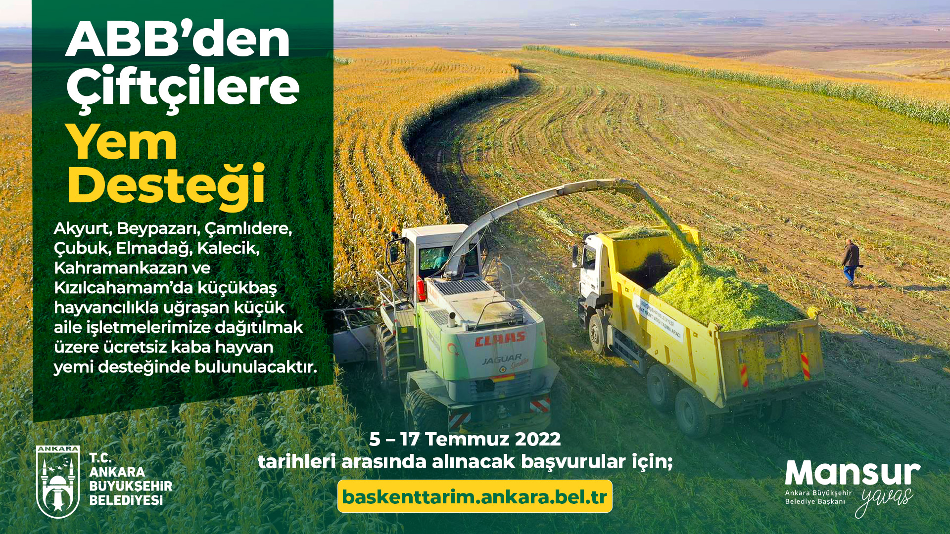 BAŞKENTTE KIRSAL KALKINMA HAMLESİ DEVAM EDİYOR: ABB’DEN ŞİMDİ DE HAYVAN YETİŞTİRİCİLERİNE ÜCRETSİZ YEM DESTEĞİ Ankara Büyükşehir Belediyesi, Başkentte hayvancılığı artırmak ve ülke ekonomisine katkı sağlamak