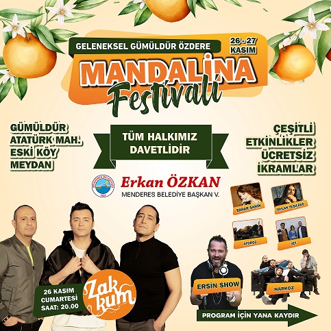 Menderes Belediyesi, geleneksel hale gelen Gümüldür Özdere Mandalina Festivali için