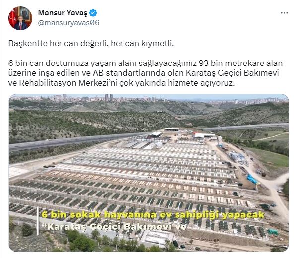 Ankara Büyükşehir Belediyesi tarafından 93 bin metrekare alan üzerine inşa