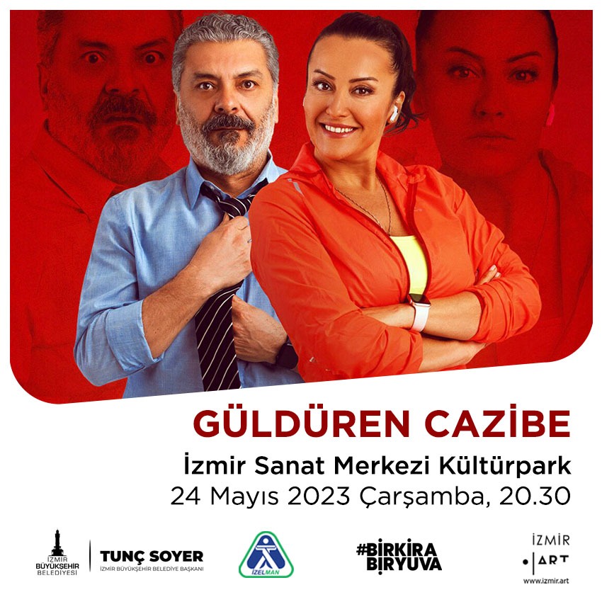 Güldüren Cazibe “Bir Kira Bir Yuva” için sahnede İzmir Büyükşehir Belediyesi’nin depremzedeler için başlattığı “Bir Kira Bir Yuva”