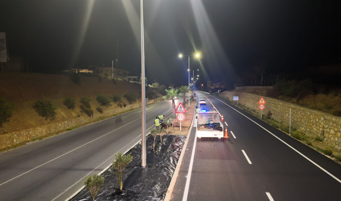 Güzelbahçe Belediyesi Park Bahçeler Müdürlüğü 7 kilometrelik Seferihisar orta refüj