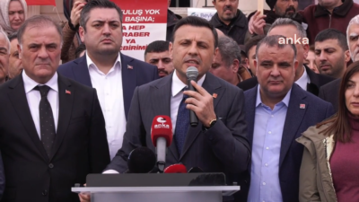 CHP İstanbul İl Başkanı Özgür Çelik, Beykoz Belediyesi önünde Başkan