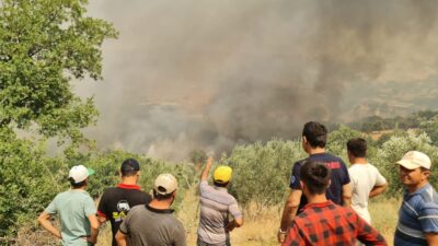 İzmir Büyükşehir Belediyesi İtfaiye Dairesi Başkanlığı ekipleri Ödemiş’te rüzgarın da