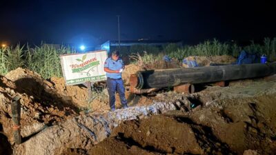 Germencik Belediyesi Zabıta ekipleri gece devriyesi esnasında bir jeotermal enerji