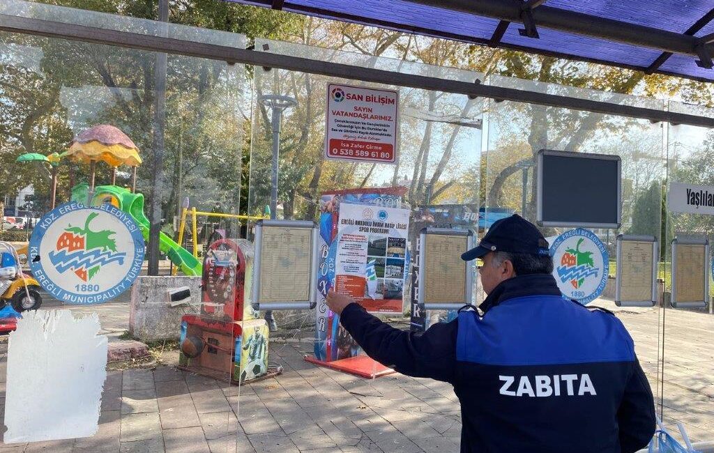 Kdz. Ereğli Belediyesi Zabıta Müdürlüğü ekipleri görüntü kirliliğine yol açan
izinsiz