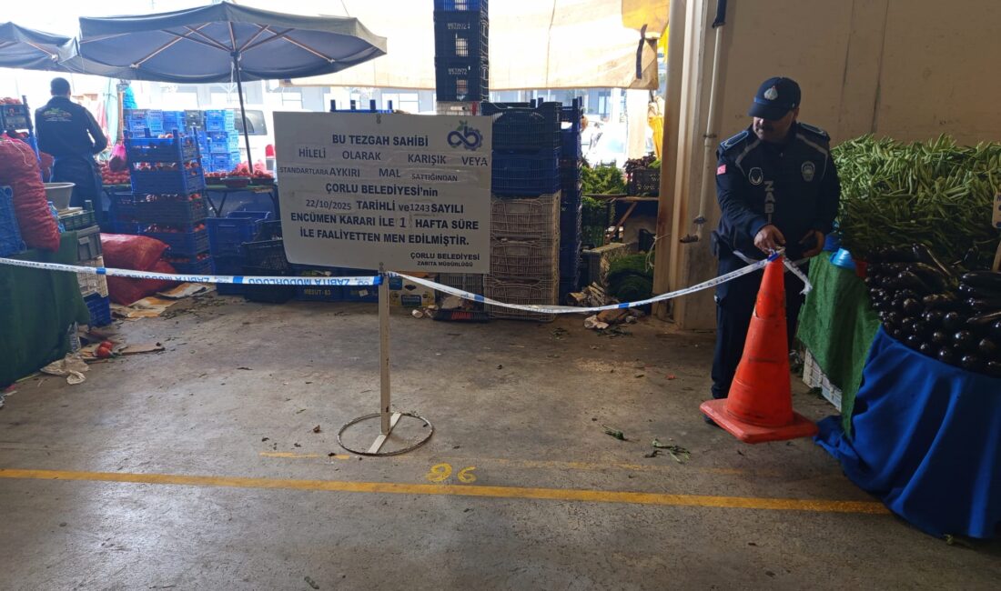 Kurallara Uymayan Pazarcı Esnafına Ceza Çorlu Belediyesi Zabıta Müdürlüğü ekipleri