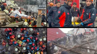 İstanbul Fatih’te doğal gaz kaynaklı patlamanın ardından iki binanın çökmesi