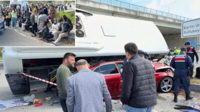 Son dakika haberi.... Bartın’da sabah saatlerinde yaşanan kazada otobüs otomobilin