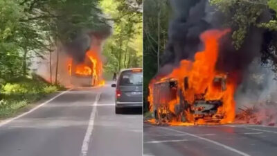 Son dakika haberi... İstanbul Sarıyer Bahçeköy orman yolunda seyir halindeki