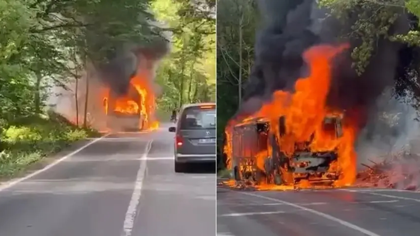 Son dakika haberi... İstanbul Sarıyer Bahçeköy orman yolunda seyir halindeki