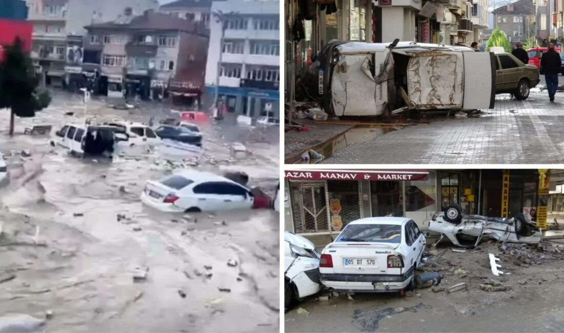 Samsun’un Havza ilçesinde etkili olan sağanak yağış sele dönüştü. Taşan