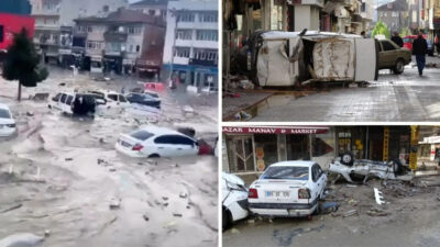 Samsun’un Havza ilçesinde etkili olan sağanak yağış sele dönüştü. Taşan