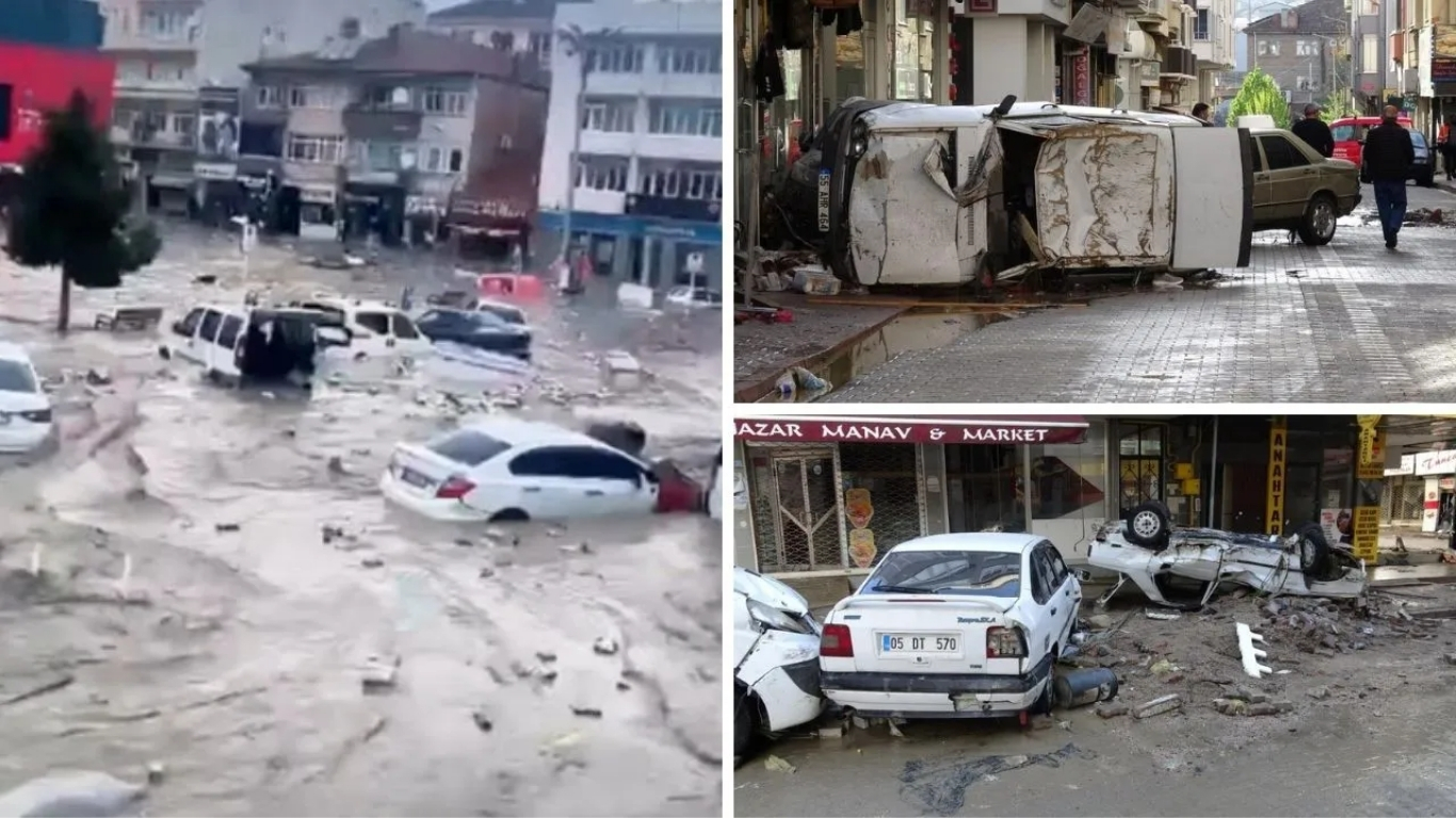 Samsun’un Havza ilçesinde etkili olan sağanak yağış sele dönüştü. Taşan