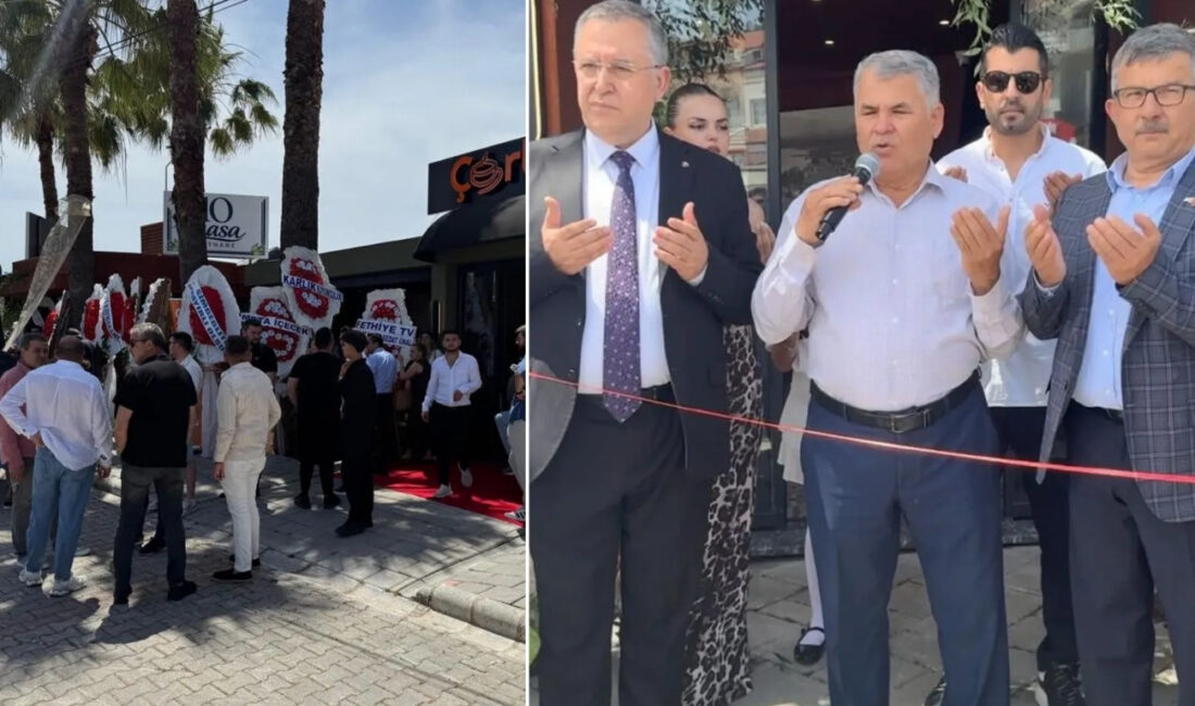 Muğla’nın Fethiye ilçesinde bir meyhanenin açılışında yapılan dua ve protokol