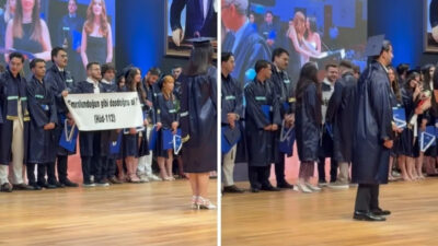 Yeditepe Üniversitesi Hukuk Fakültesi mezuniyet töreninde açılan, üzerinde Kur'an-ı Kerim'den