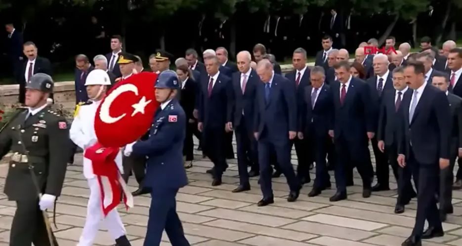 Cumhurbaşkanı Recep Tayyip Erdoğan başkanlığındaki devlet erkânı, 30 Ağustos Zafer