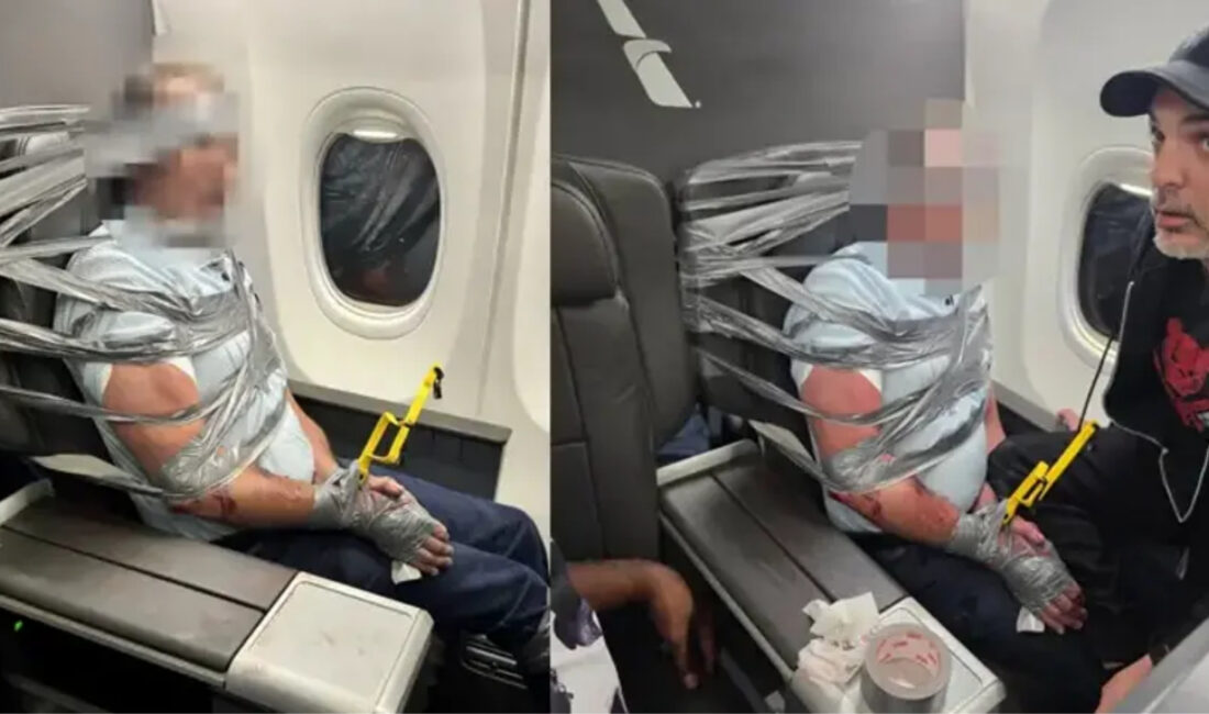 ABD'de Dallas Fort Worth-Newark seferini yapan American Airlines uçağında bir